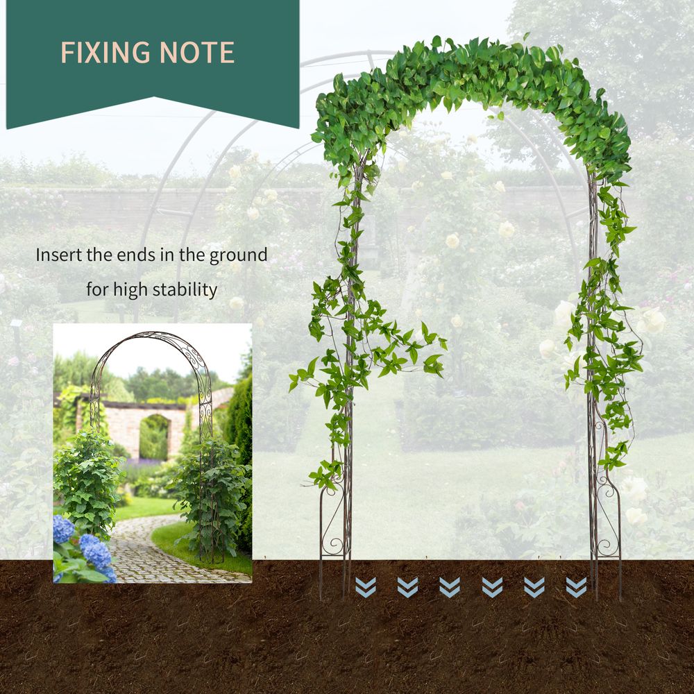 Outsunny Garden Arch, 226H cm, Metal Frame - anydaydirect