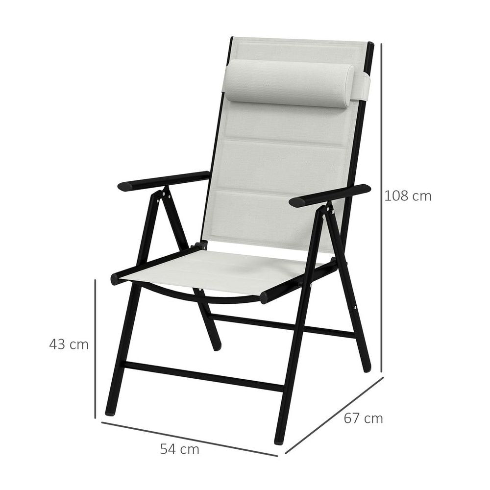 Outsunny 2 PCS Outdoor Folding Chairs, Dining Chairs with Padded Filling, Grey - anydaydirect