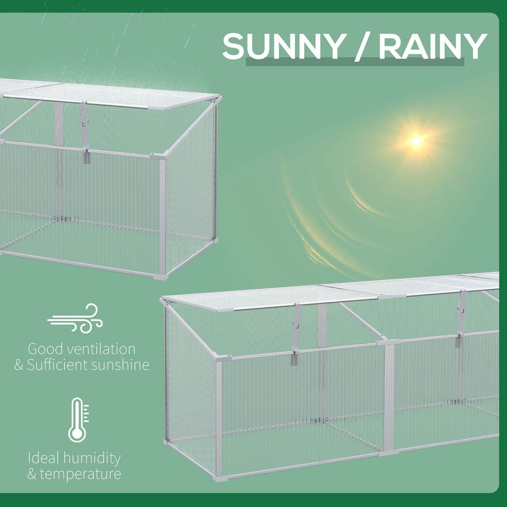 Outsunny  Aluminium Greenhouse Plants Raised Bed Vented Cold Frame Transparent - anydaydirect