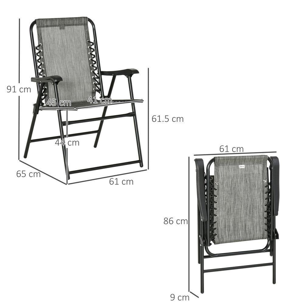 Set of 2 Patio Folding Dining Chair Set Garden Outdoor Grey - anydaydirect