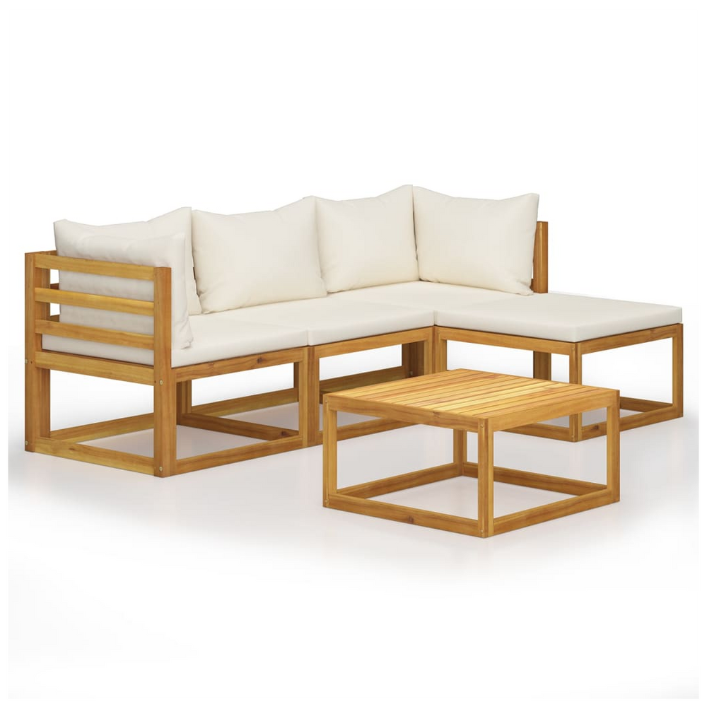 5 Piece Garden Lounge Set with Cushions Solid Wood Acacia (UK/IE/FI/NO only) - anydaydirect