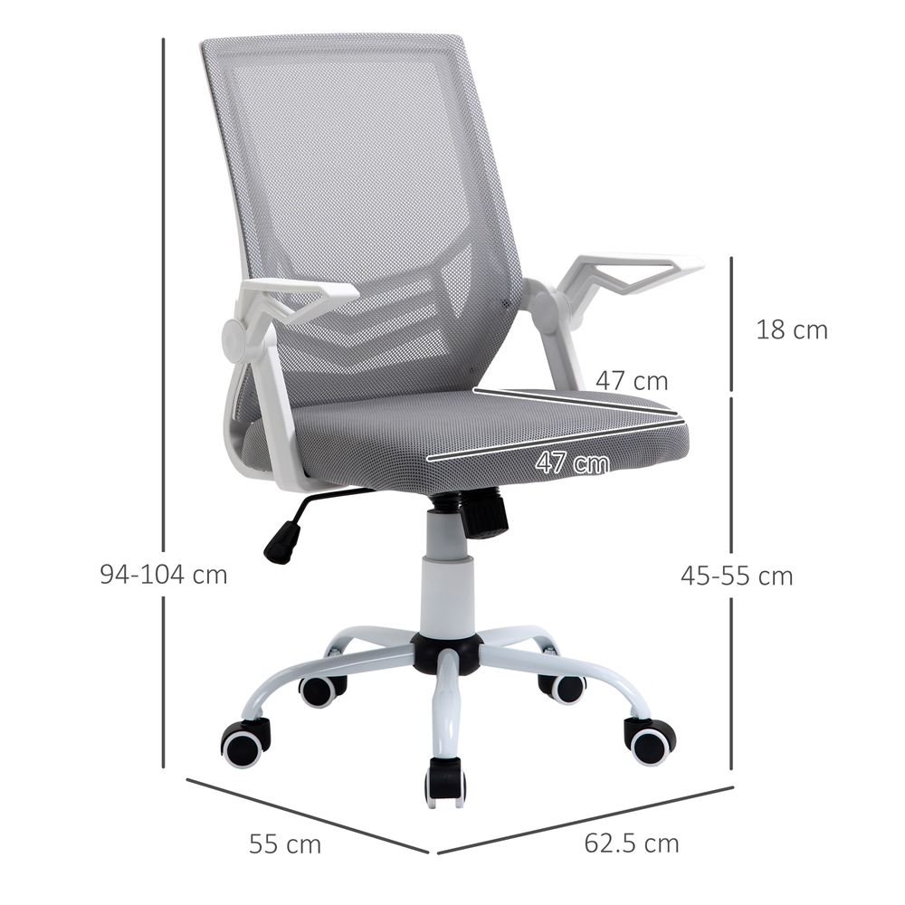 Mesh Swivel Office Chair Task Computer Chair w/ Lumbar Support, Grey Vinsetto - anydaydirect