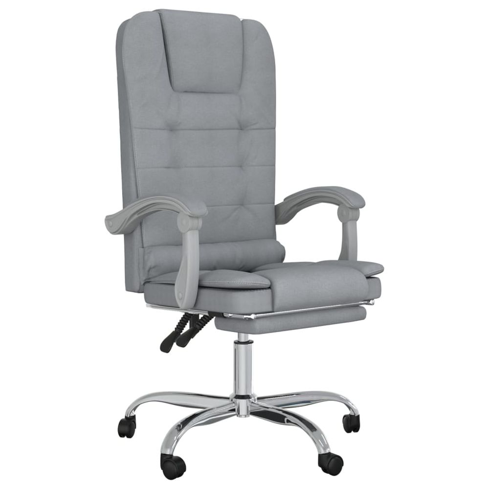 Massage Reclining Office Chair Light Grey Fabric - anydaydirect