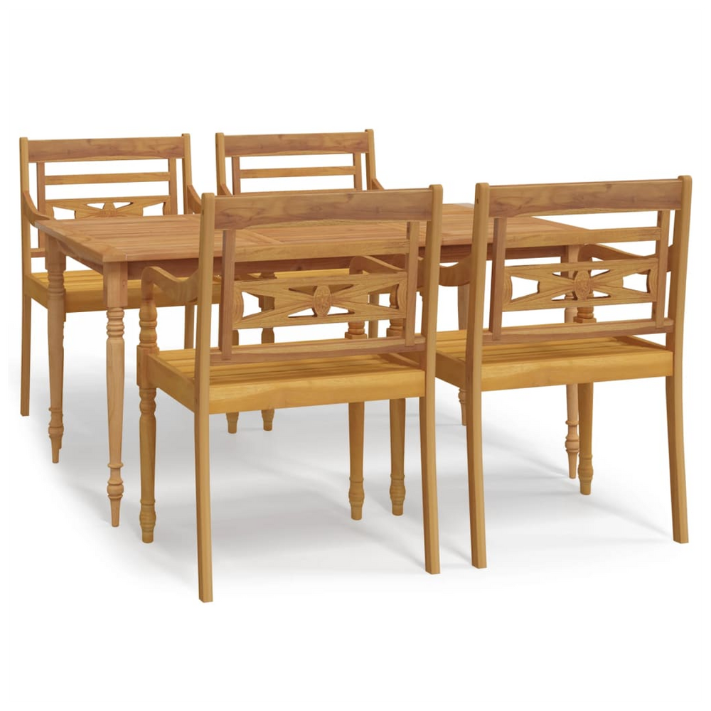 5 Piece Garden Dining Set Solid Wood Teak - anydaydirect