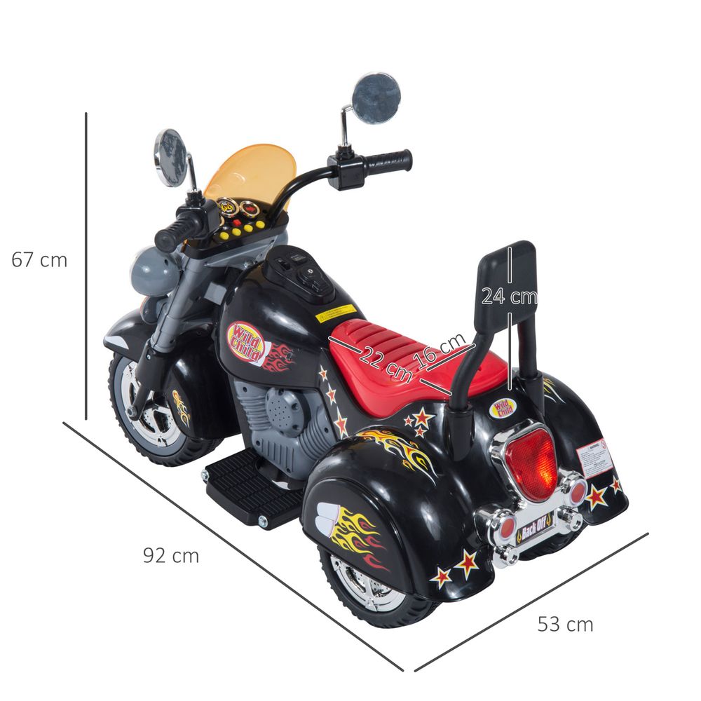 6V Kids Electric Motorbike Child Ride On Toy w/ Lights Sound Black HOMCOM - anydaydirect