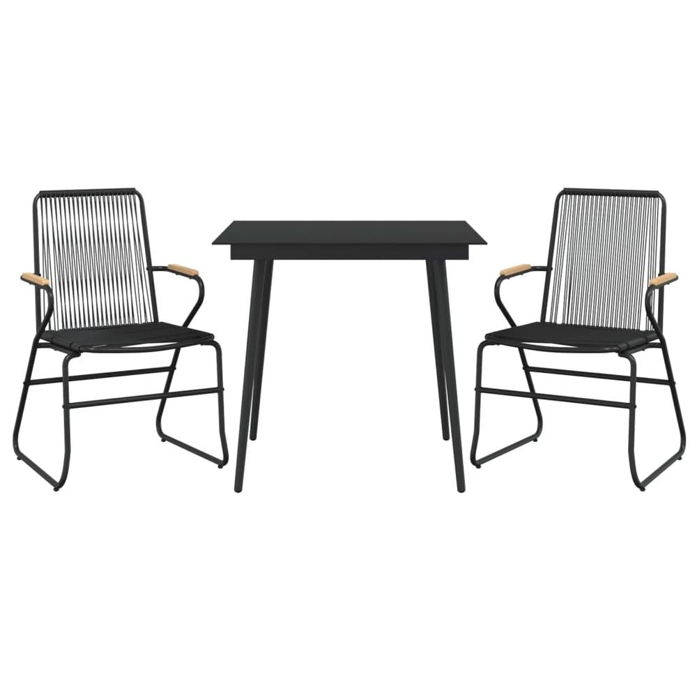 3 Piece Garden Dining Set Black PVC Rattan - anydaydirect