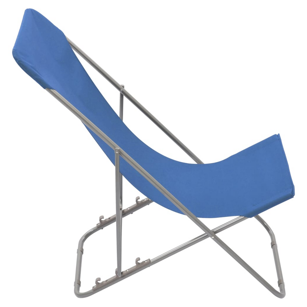 Folding Beach Chairs 2 pcs Steel and Oxford Fabric Blue - anydaydirect