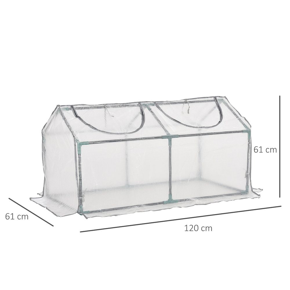 Mini Greenhouse With 2 Windows, Plant Flower Herbs Growing 120cmx60cmx60cm - anydaydirect