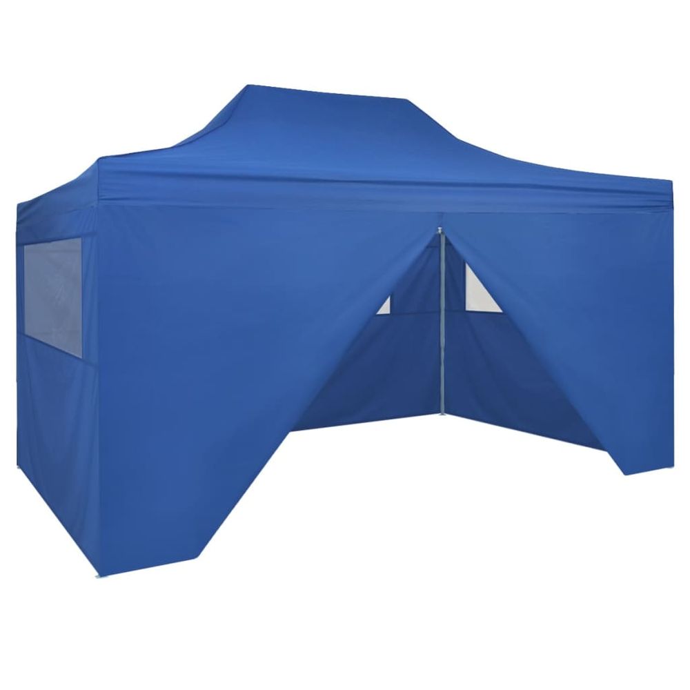 Foldable Tent Pop-Up with 4 Side Walls 3x4.5 m Blue - anydaydirect