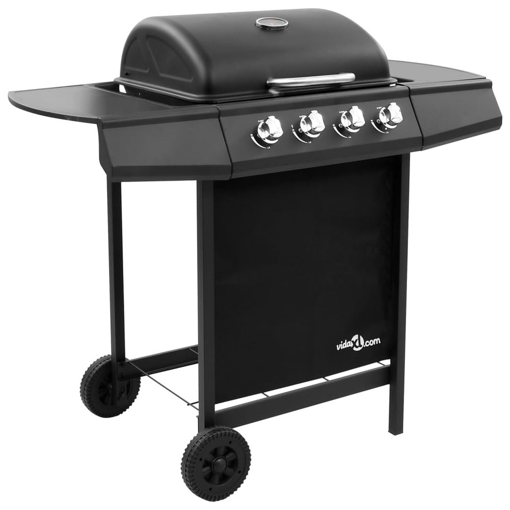 Gas BBQ Grill with 4 Burners Black - anydaydirect