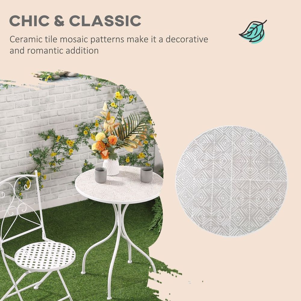 3 Piece Garden Bistro Set w/ Mosaic Top for Patio, Balcony, Poolside - anydaydirect