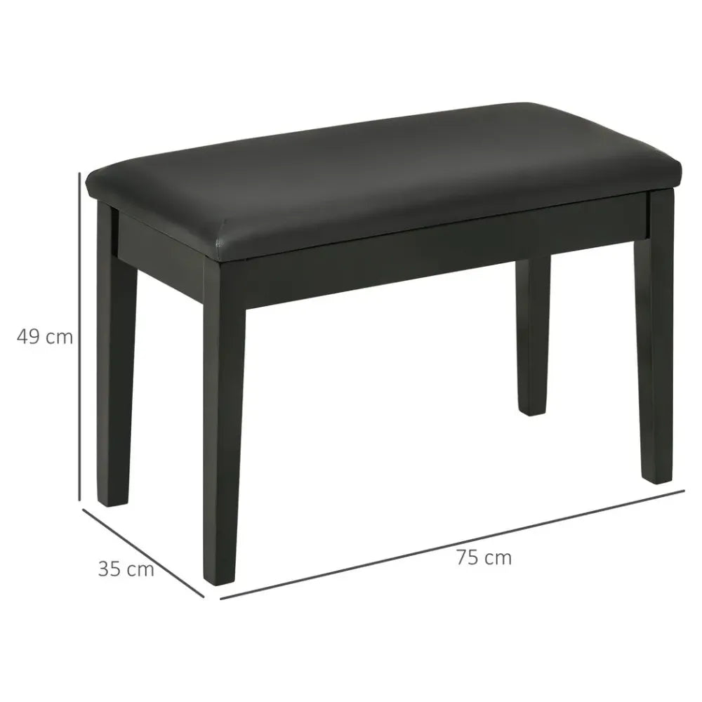 Classic Piano Bench Stool, PU Leather Keyboard Seat Rubber Wood Legs Black - anydaydirect