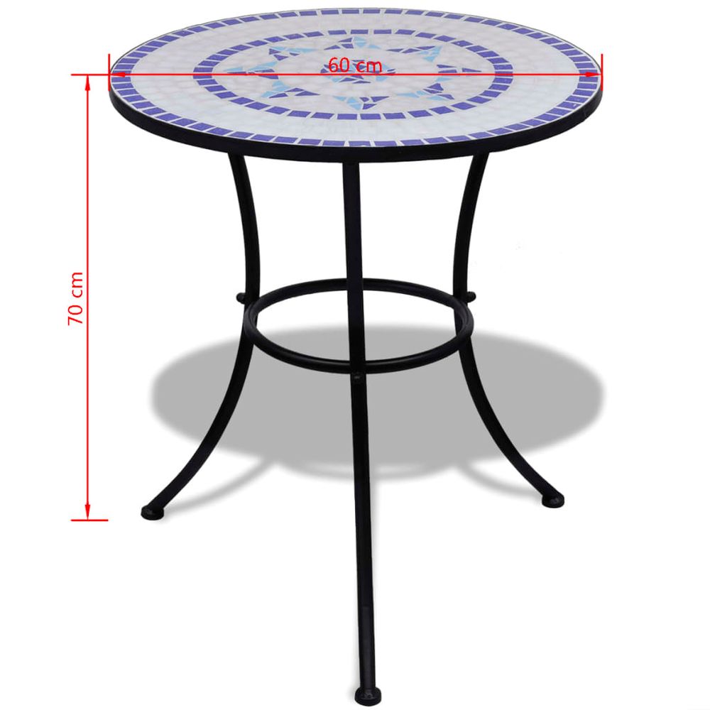 Bistro Table Blue and White 60 cm Mosaic - anydaydirect
