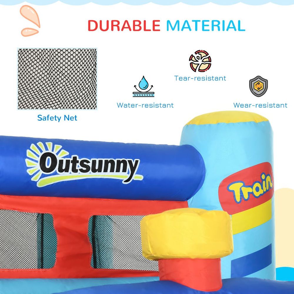 Outsunny 4 in 1 Kids Bouncy Castle Slide Pool Trampoline Climbing Wall Blower - anydaydirect