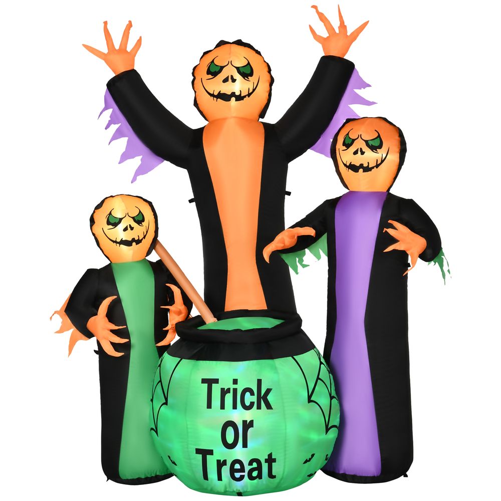 8' Inflatable Halloween Witch Outdoor Decor w/ Rotating Colourful Light HOMCOM - anydaydirect
