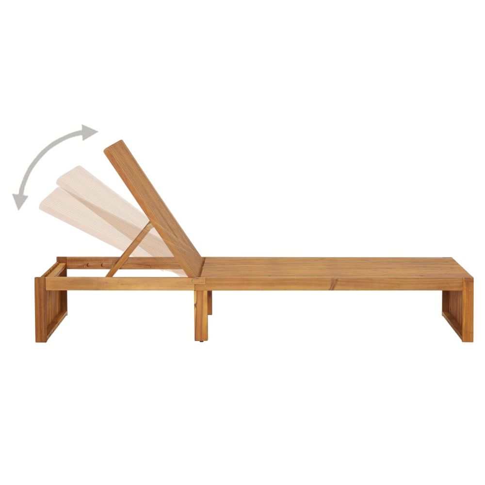 Sun Lounger Solid Acacia Wood - anydaydirect