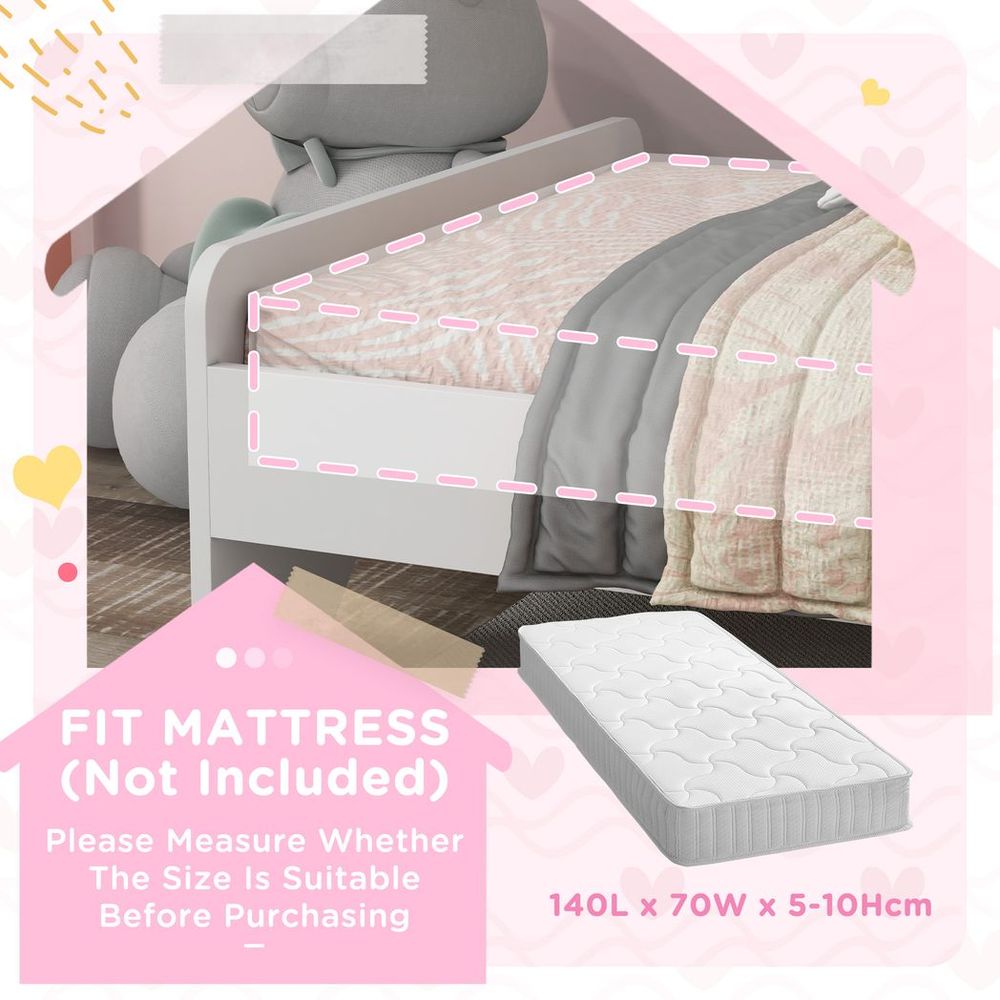 ZONEKIZ Unicorn-Designed Toddler Bed, Kids Bedroom Furniture - White - anydaydirect