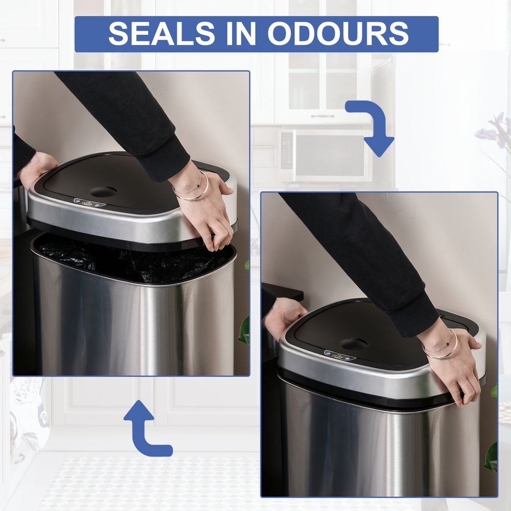 Sensor Dustbin Touchless Automatic Bin Mirror Stainless Steel 48L - anydaydirect