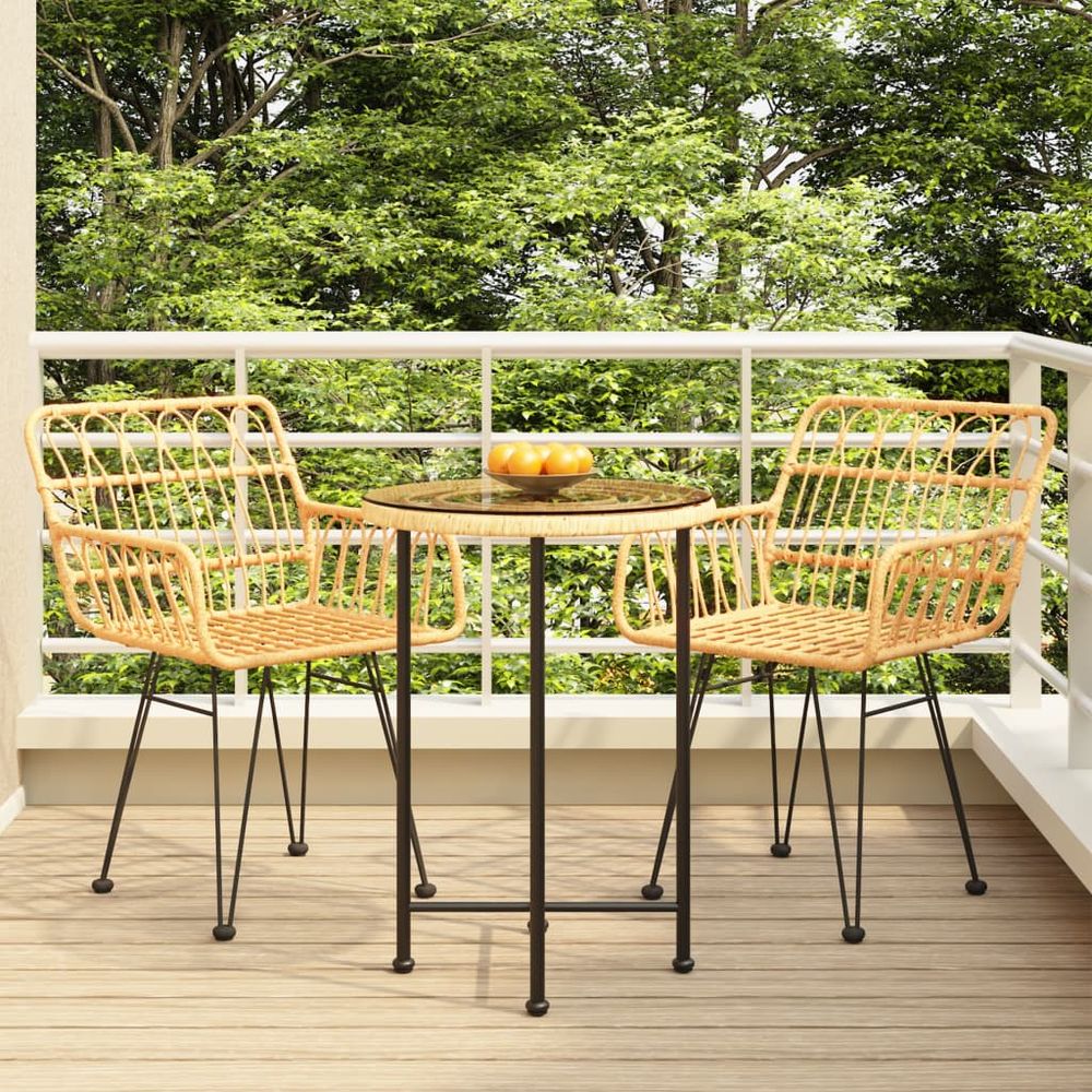 3 Piece Garden Dining Set Poly Rattan - anydaydirect