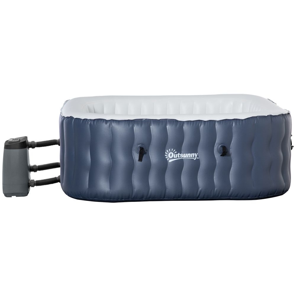 Outdoor Square Inflatable Hot Tub Spa w/ Pump, 4-6 Person, Dark Blue - anydaydirect