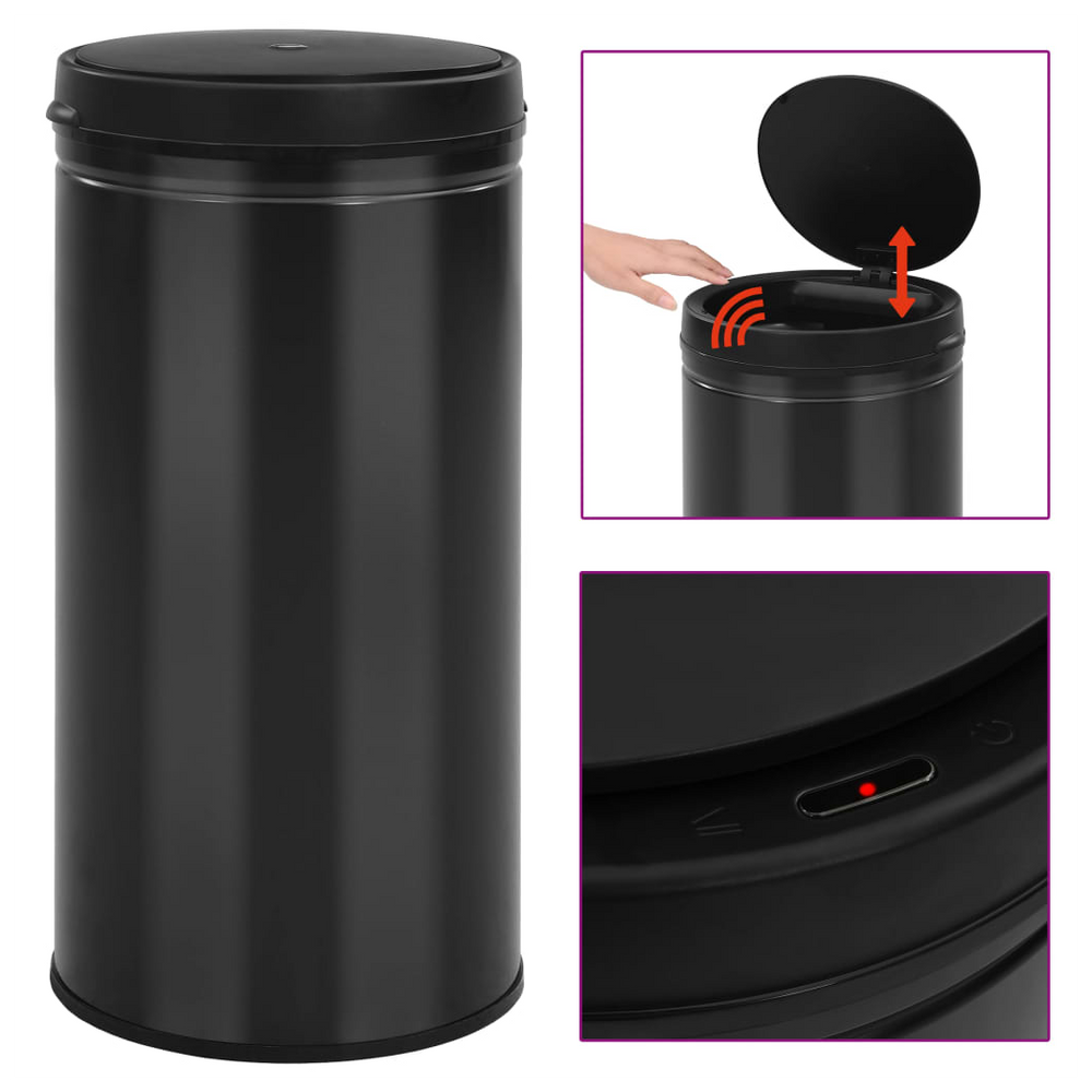 vidaXL Automatic Sensor Dustbin 70 L Carbon Steel Black - anydaydirect