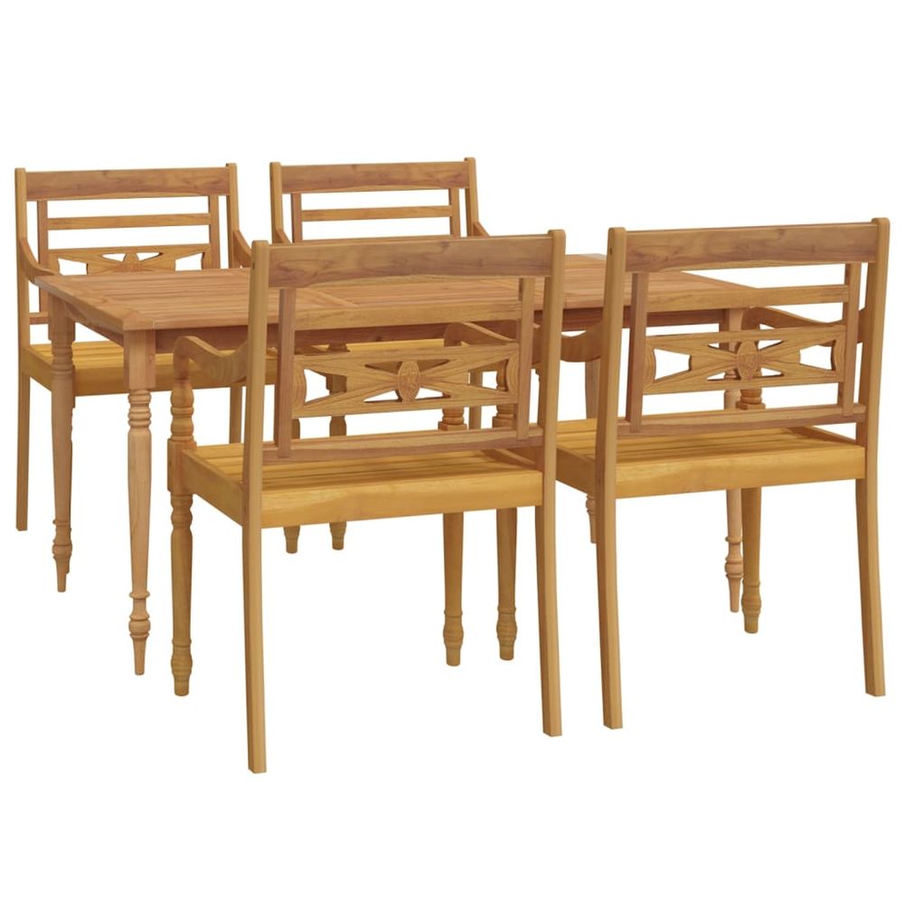 5 Piece Garden Dining Set Solid Wood Teak - anydaydirect