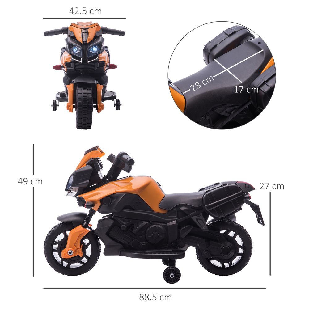 Kids 6V Electric Motorcycle Ride-On Toy Battery 18 - 48 months Orange - anydaydirect