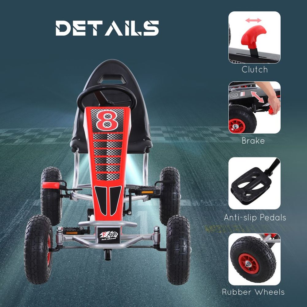 Pedal Go Kart Ride on Car Racing Style w/ Adjustable Seat, Handbrake, - anydaydirect