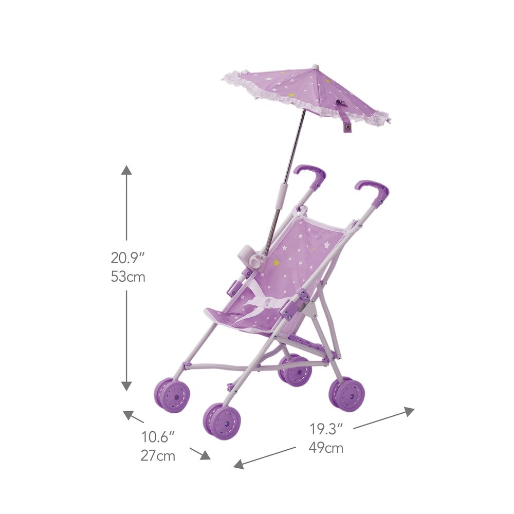 Olivia's Little World Baby Doll Stroller Pushchair & Parasol Purple OL-00005 - anydaydirect