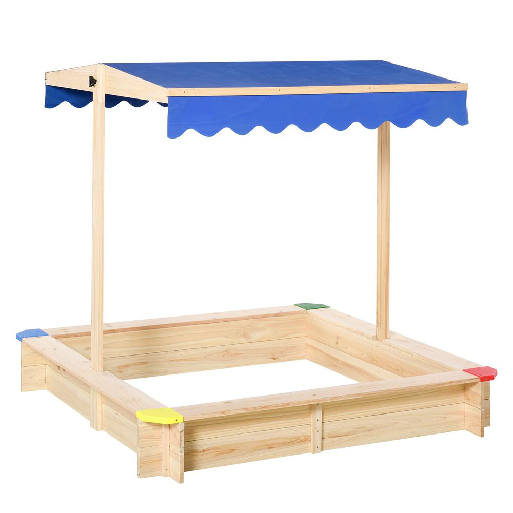 Kids Wooden Cabana Sandbox Children Outdoor Playset w/ Bench Canopy - anydaydirect