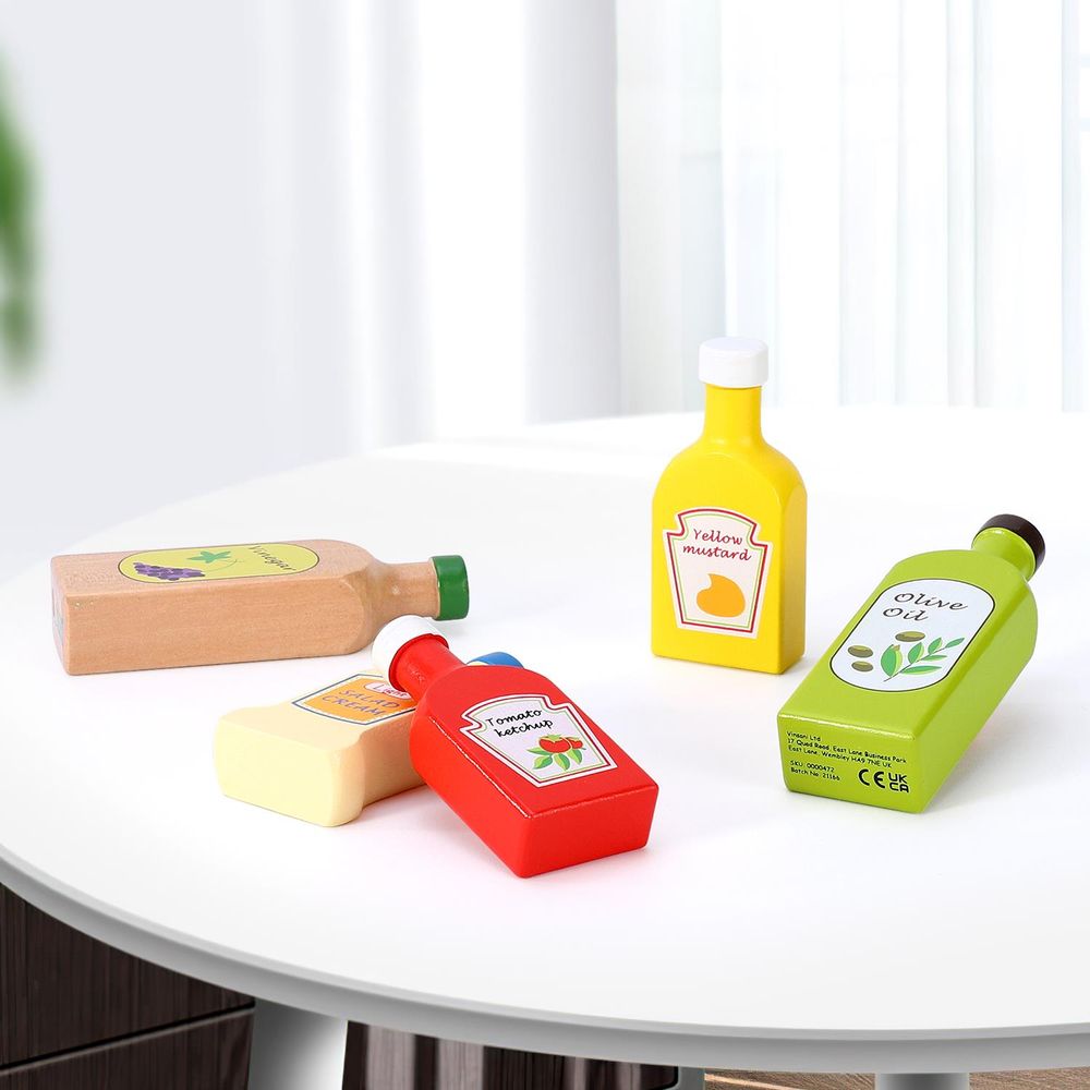 SOKA Wooden Pretend Play Kitchen Food Sauces & Oils Set Activity Toy Playset 2+ - anydaydirect