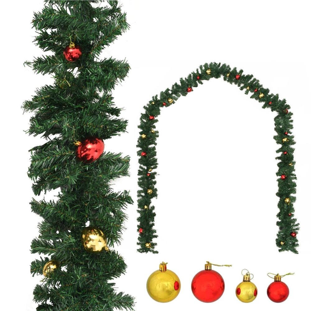 Christmas Garland Decorated with Baubles 5 m to 10 m - anydaydirect