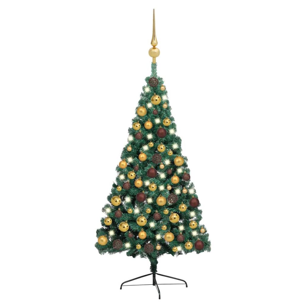 Artificial Half Christmas Tree with LEDs&Ball Set 120 cm to 240cm - anydaydirect