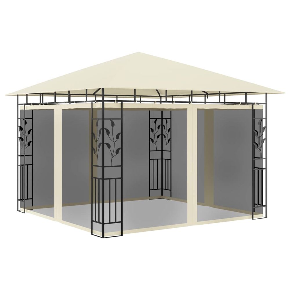 Gazebo with Mosquito Net & LED String Lights Anthracite, Cream & Taupe - anydaydirect