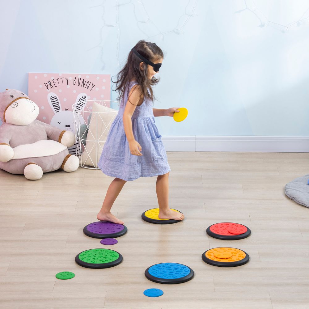 Kids Sensory Discs 12 PCS Sensory Pads with Blindfold, Stepping Stones HOMCOM - anydaydirect