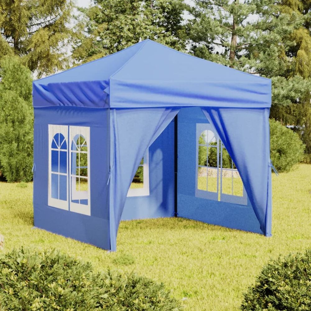 Folding Party Tent with Sidewalls Blue 3x3 m - anydaydirect