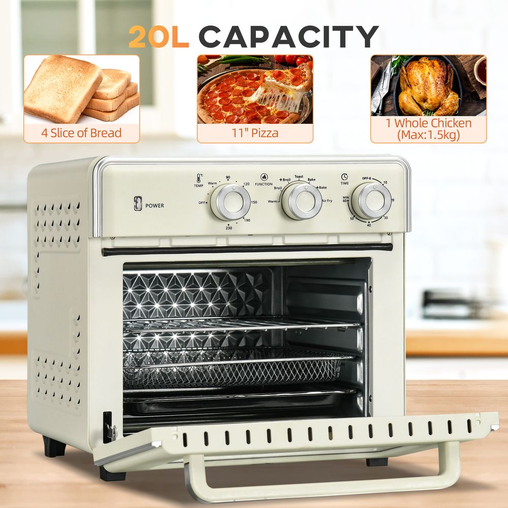 HOMCOM 7-in-1 Toaster Oven 4-Slice w/ 60-min Timer Adjustable Thermostat 1400W - anydaydirect
