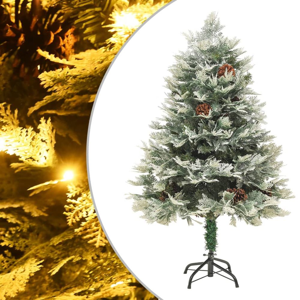 Christmas Tree with LEDs&Pine Cones Green 120 cm PVC&PE - anydaydirect