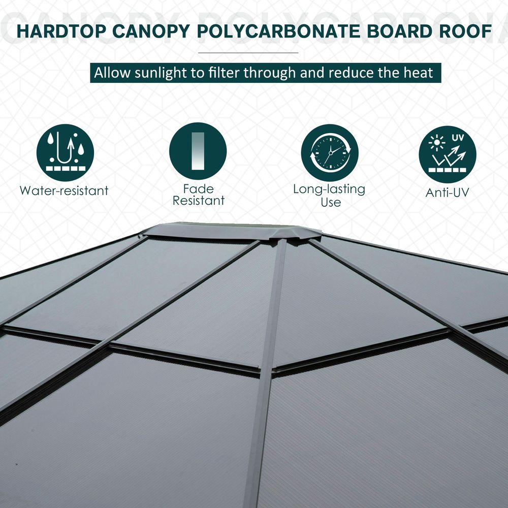 3.6m x 3m Outdoor Aluminium Alloy Gazebo w/ LED Solar Lights Beige - anydaydirect