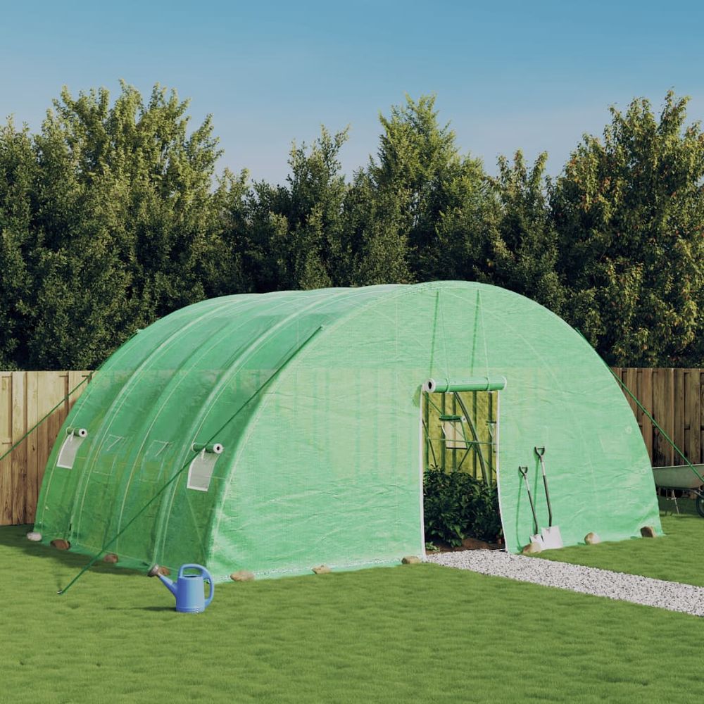 vidaXL Greenhouse with Steel Frame Green 24 m² 6x4x2.85 m - anydaydirect