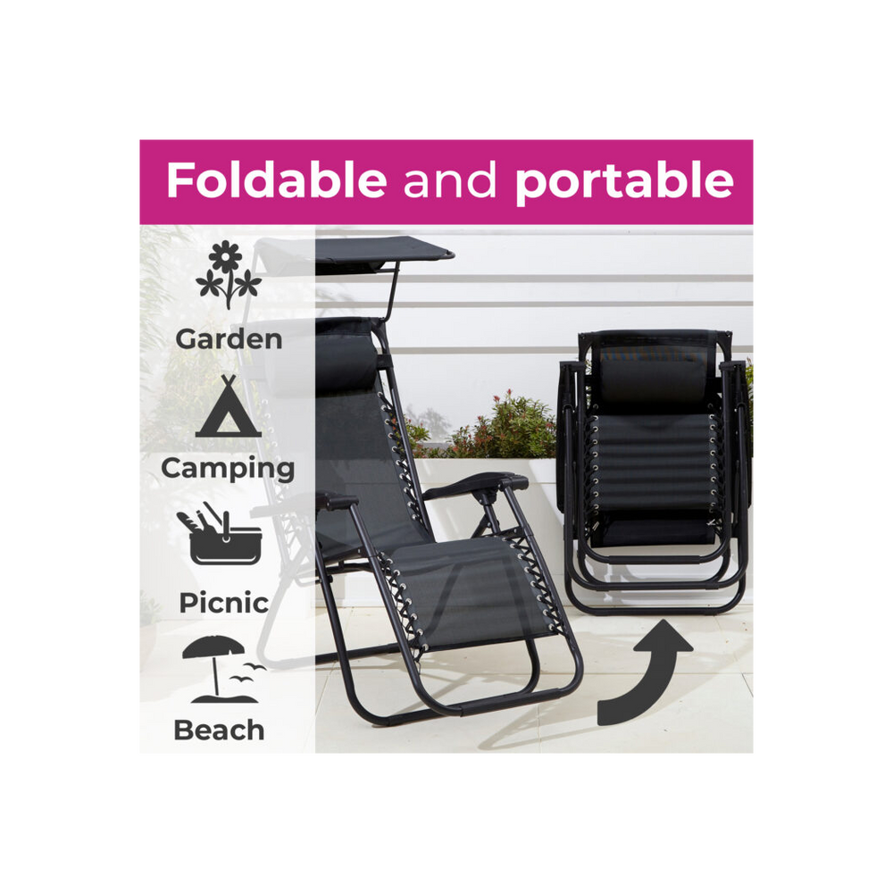 Neo Grey Folding Portable Zero Gravity Chairs and Table Set - anydaydirect