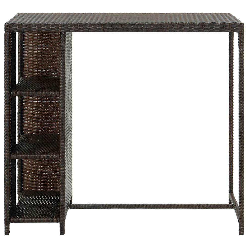 Bar Table with Storage Rack Brown 120x60x110 cm Poly Rattan - anydaydirect