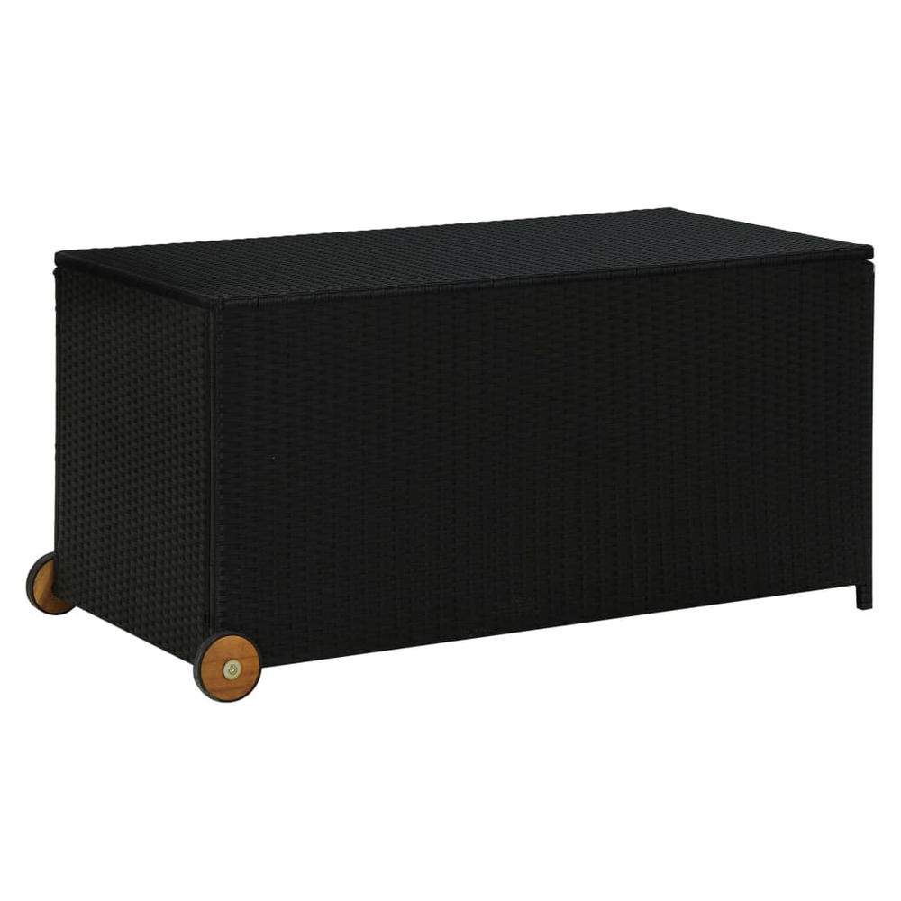 Garden Storage Box Black 120x65x61 cm Poly Rattan - anydaydirect