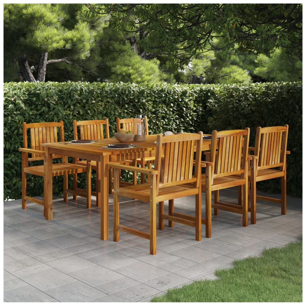 7 Piece Garden Dining Set Solid Wood Acacia - anydaydirect