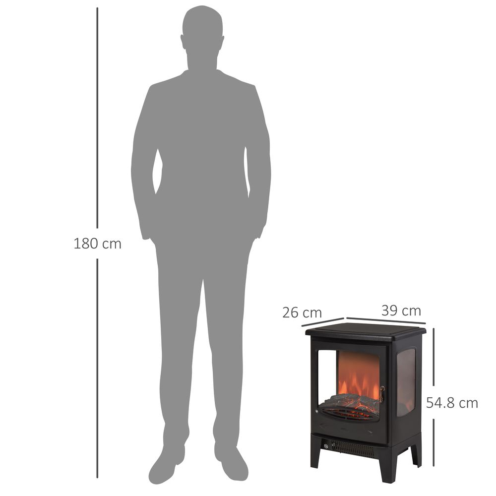 1800W Tempered Glass Electric Fireplace Heater Black - anydaydirect