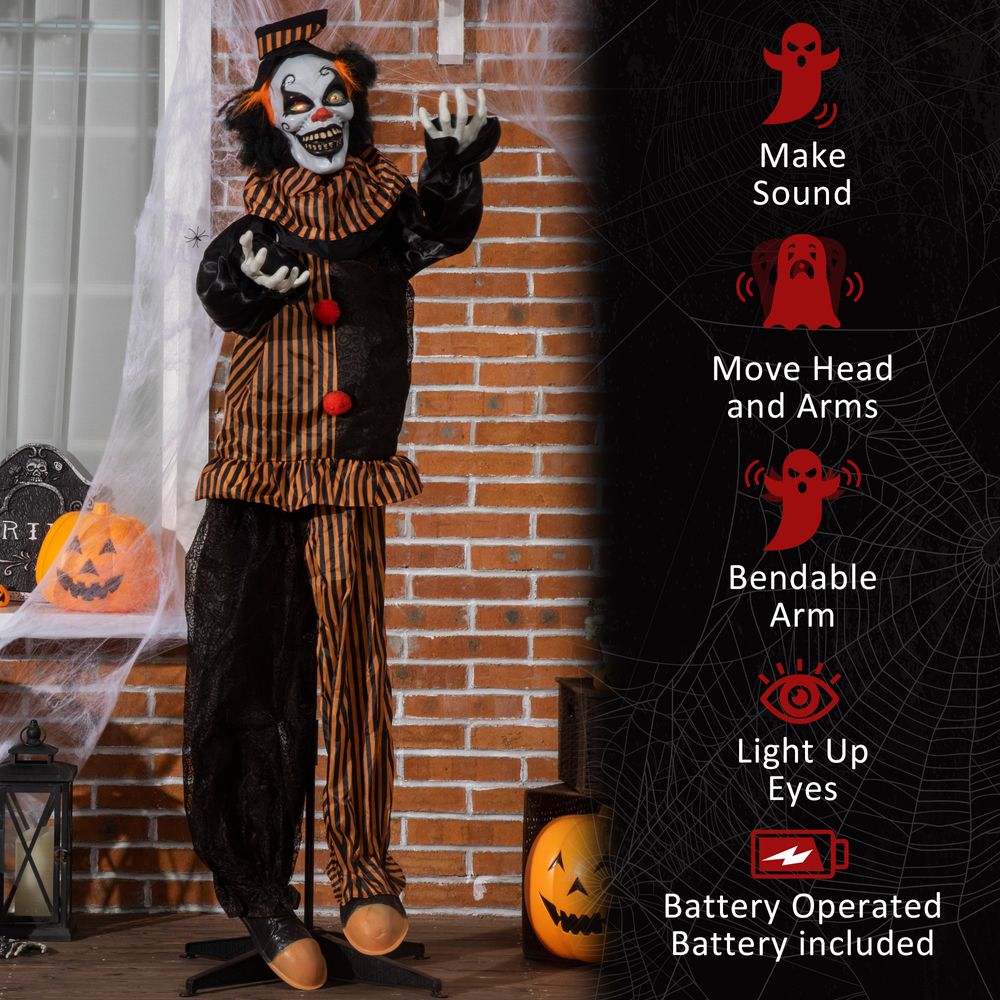 67 Inch Life Size Outdoor Halloween Talking Circus Clown Light Up Eyes Laughter - anydaydirect