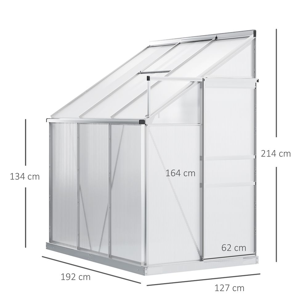 6 x 4ft Polycarbonate Greenhouse Aluminum Roof Vent, Rain Gutter Sliding Door, - anydaydirect