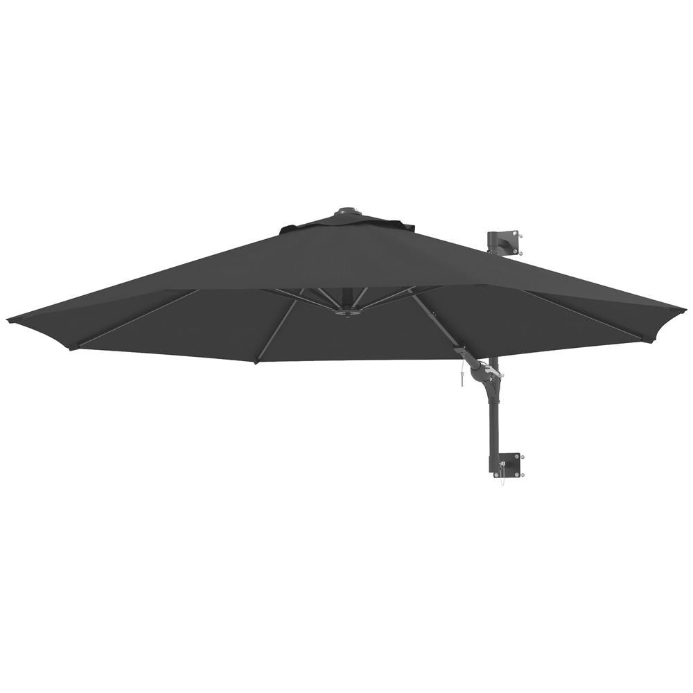Outsunny Sun Parasol with Vent, Wall Umbrella for Patio, Garden, Pool, Grey - anydaydirect