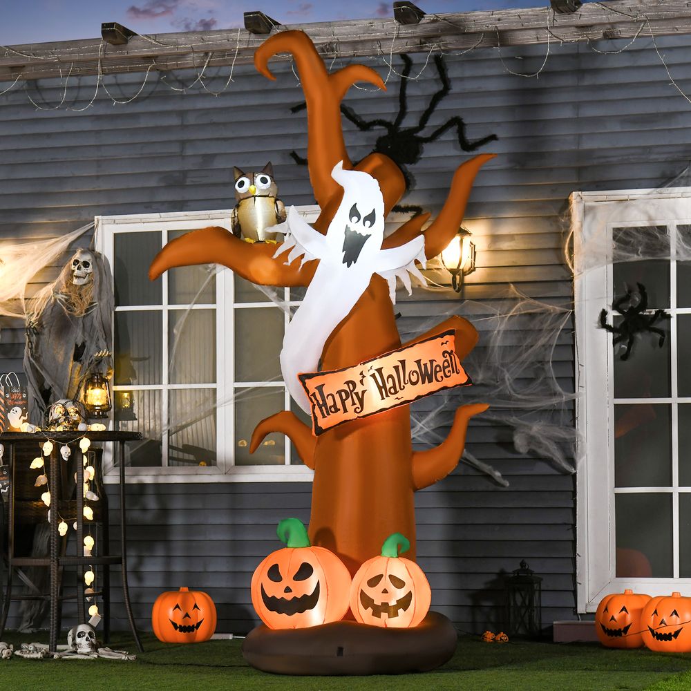 2.7m Halloween Inflatable Tree with Ghost and Pumpkin LED for Home In-Outdoor - anydaydirect