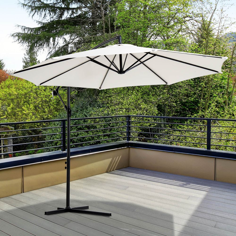 3mt Cantilever Umbrella Garden Banana Parasol Patio Hanging Sun Shade - anydaydirect